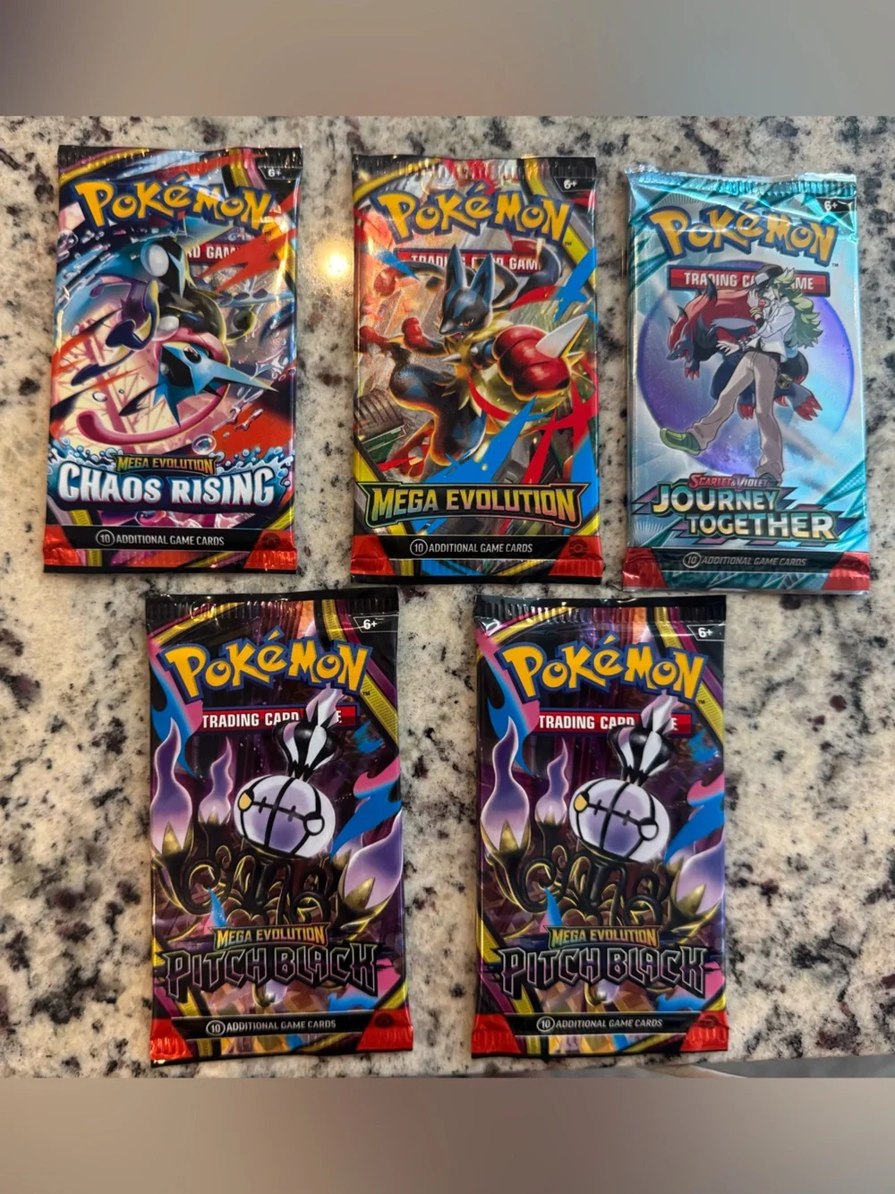 Pokemon Trading Card Booster Packs mega evolution pitch black chaos rising 5pack